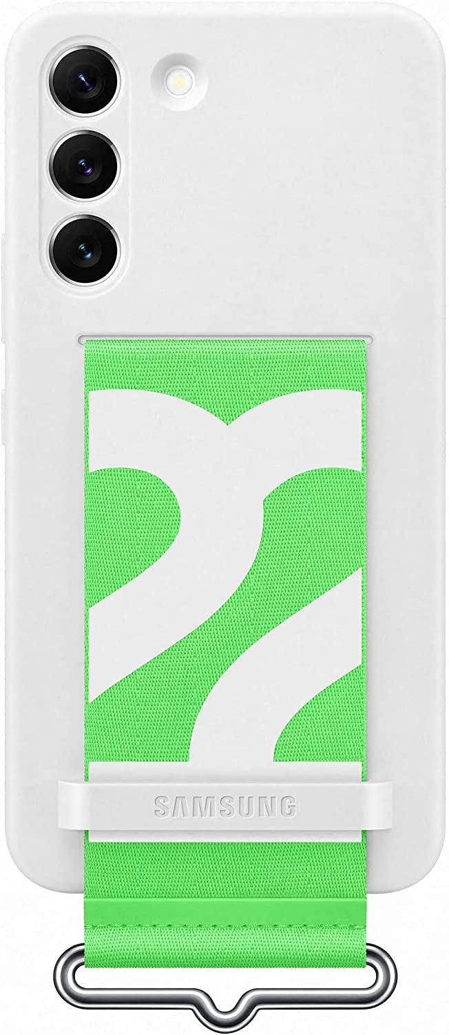 Official Samsung Galaxy S22 Silicone Cover with Strap White - EF-GS901TWEGWW