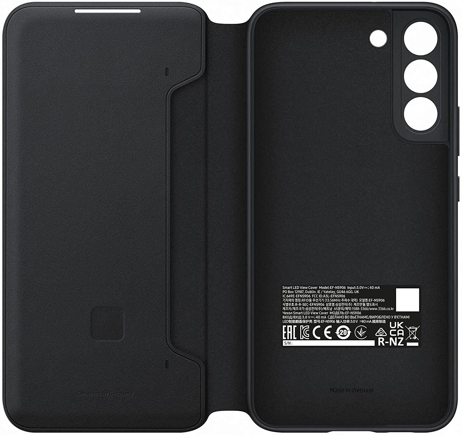 Official Samsung Galaxy S22 Plus Smart LED View Cover Black - EF-NS906PBEGEW
