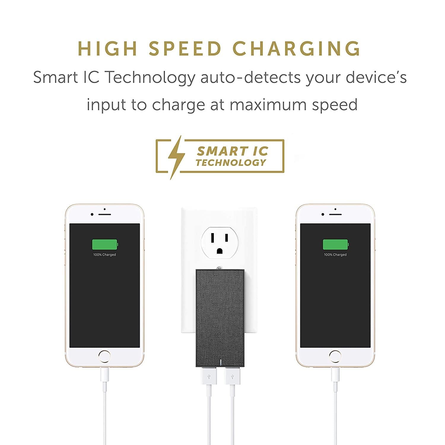 Official Native Union 3.1 Amp Dual USB International Smart Charger Slate Grey - SMART-2-GRY-FB-INT