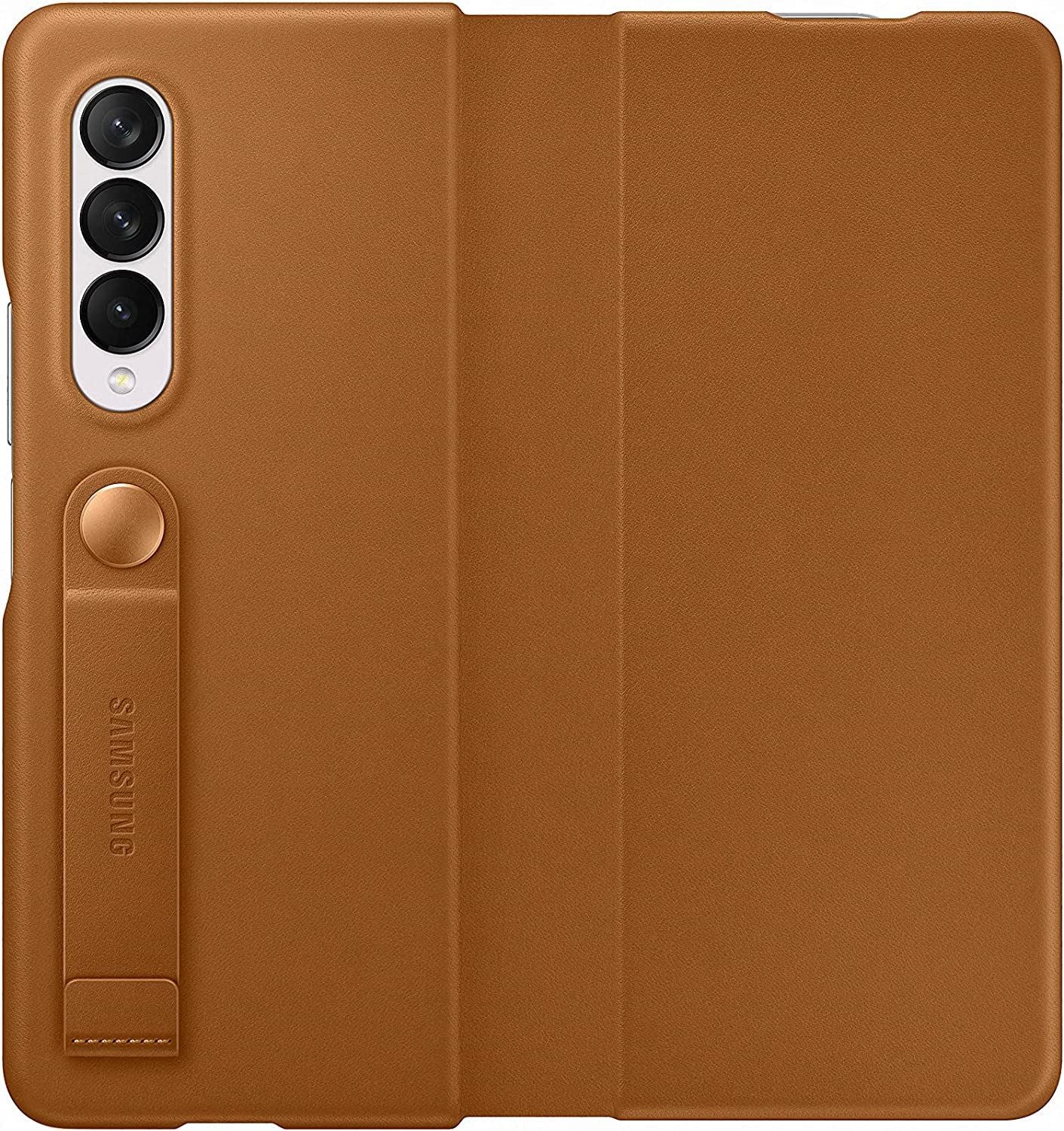 Official Samsung Galaxy Z Fold 3 Leather Cover Brown - EF-VF926LAEGWW