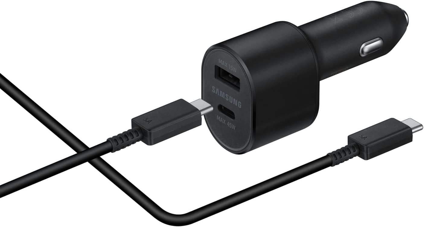 Samsung 60W Dual USB Car Charger with Type C Cable Black - EP-L5300XBEGEU