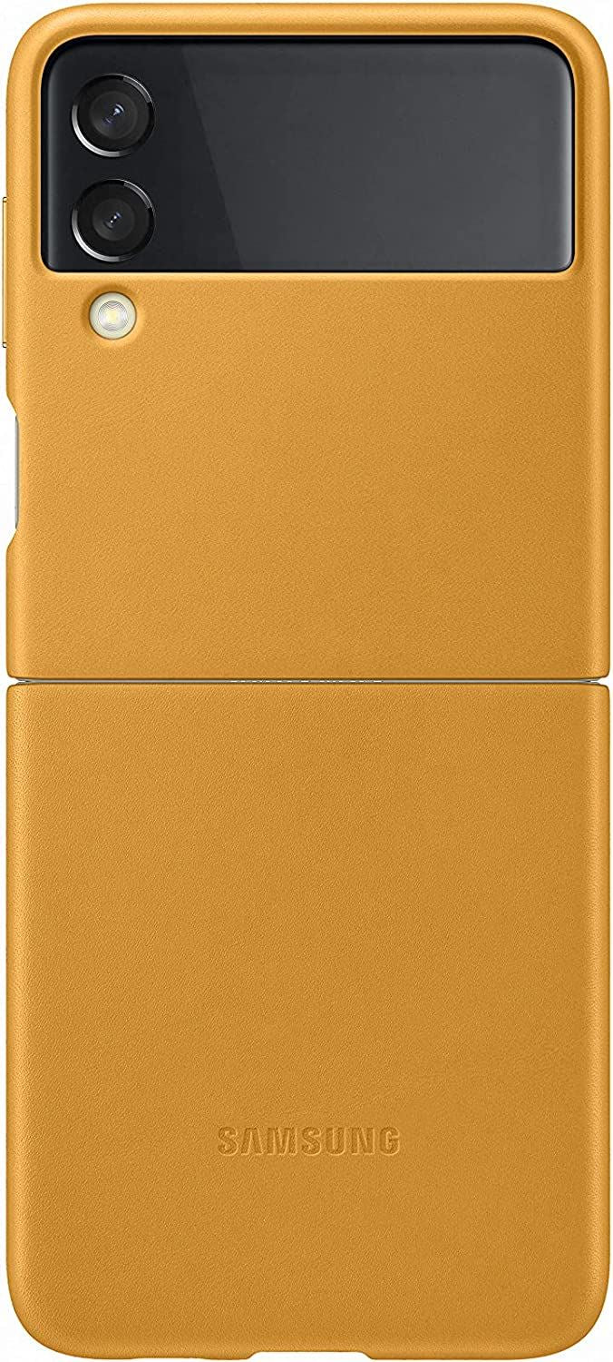 Official Samsung Galaxy Z Flip 3 Leather Cover Mustard - EF-VF711LYEGWW