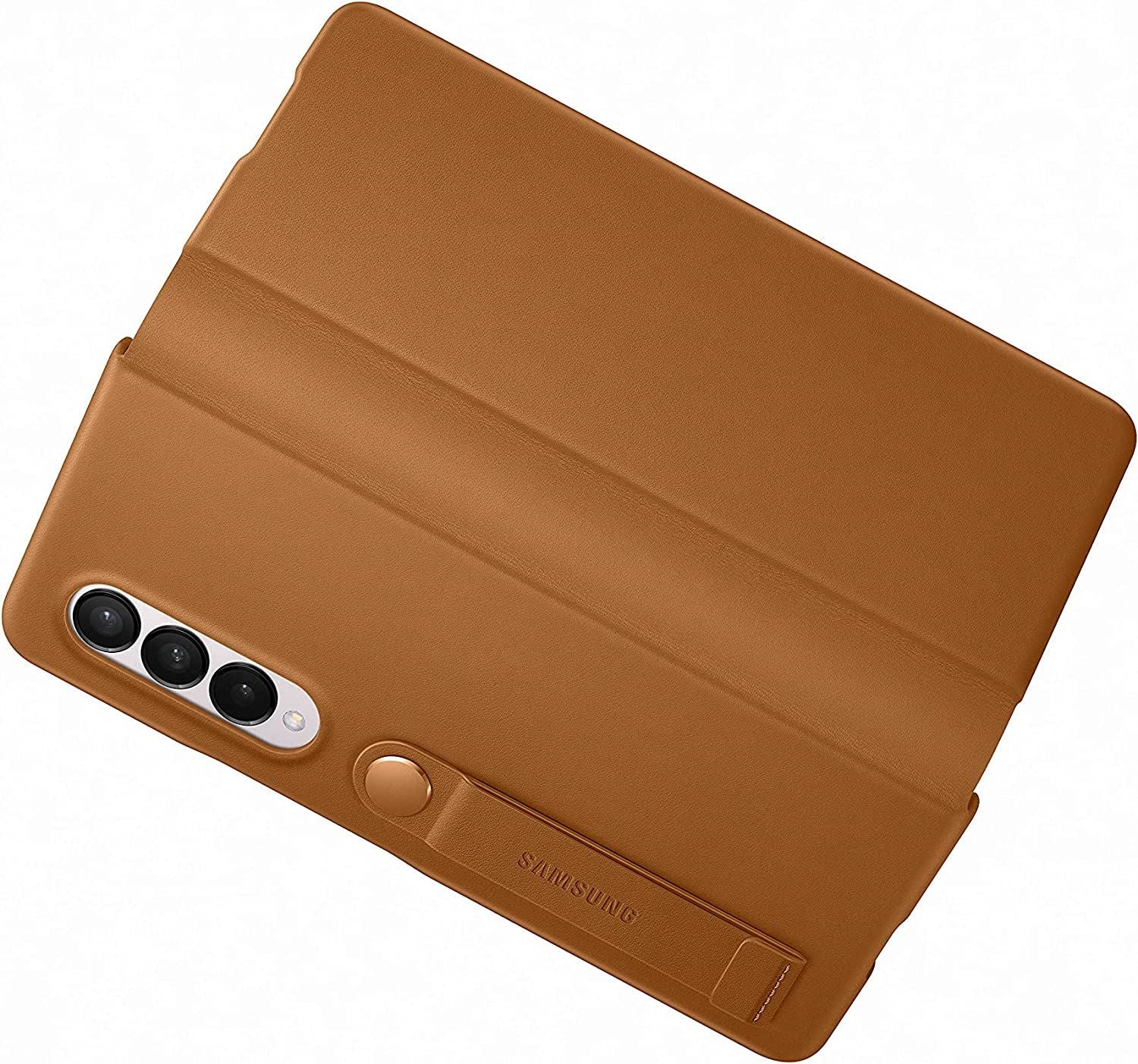 Official Samsung Galaxy Z Fold 3 Leather Cover Brown - EF-VF926LAEGWW
