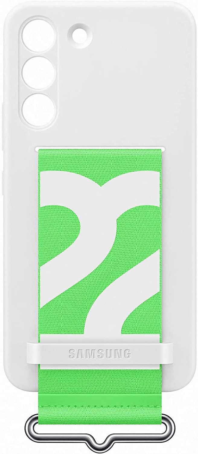 Official Samsung Galaxy S22 Silicone Cover with Strap White - EF-GS901TWEGWW