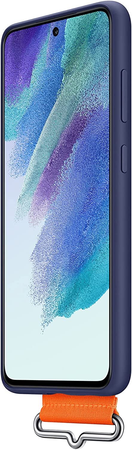 Official Samsung Galaxy S21 FE Silicone Cover with Strap Navy - EF-GG990TNEGWW