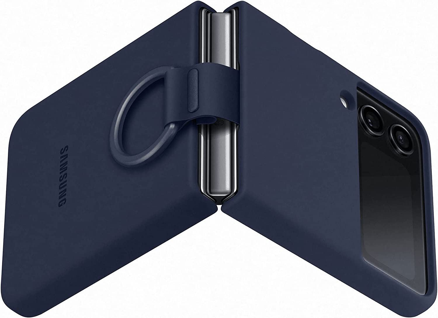 Official Samsung Galaxy Z Flip 4 Silicone Cover with Navy Blue - EF-PF721TNEGWW