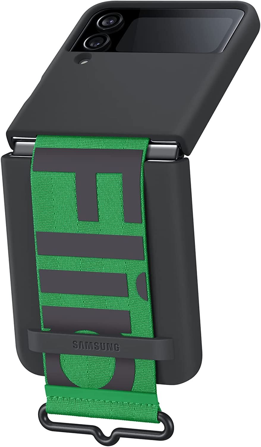 Official Samsung Galaxy Z Flip 4 Silicone Cover with Strap Black - EF-GF721TBEGWW